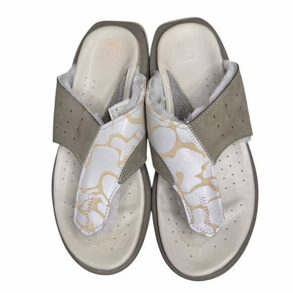 Deckers X Lab Gldtr Slide Sandal Men 10 Gray Beige Flip Flops Recovery Comfort - Picture 3 of 13